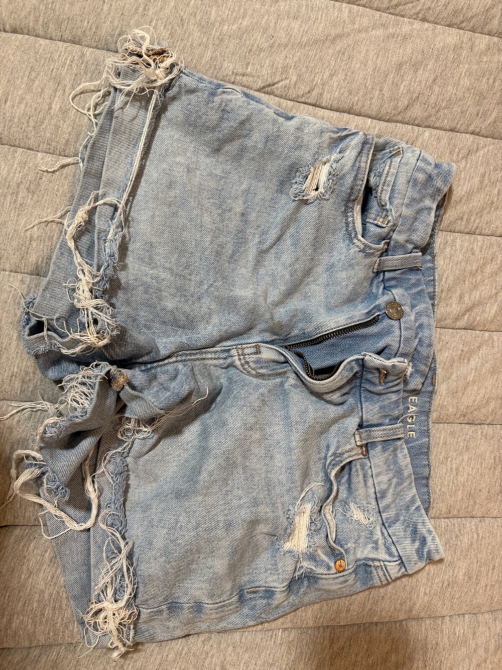 American Eagle Outfitters Light Blue Distressed Jean Shorts